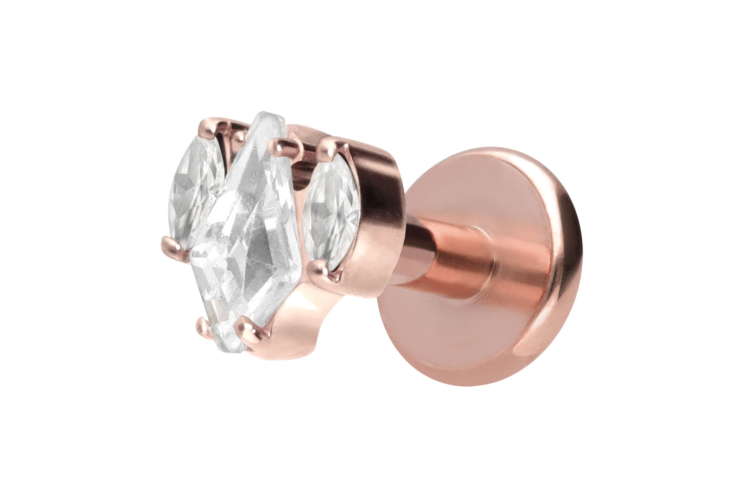 Titan Labret Piercing mit Innengewinde KRISTALLSCHILD + KRISTALLOVALE